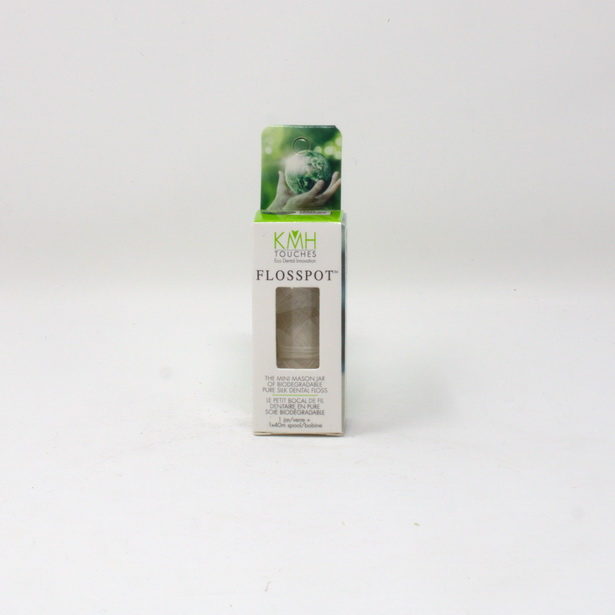 Soie dentaire biodégradable avec contenant Flosspot biodegradable dental floss in container
