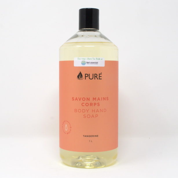 Savon corporel hydratant Tangerine 1 litre disponible en vrac PURE Tangerine moisturizing body hand soap available in bulk