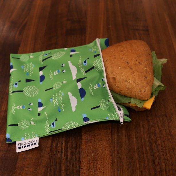 Sac réutilisable sandwich vert Bonheur Essentiel green sandwich reusable bag